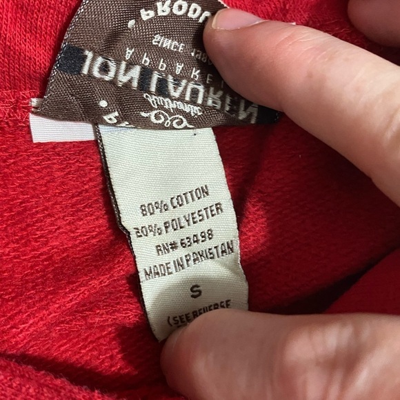 John Lauren Fishy Nippies Hoodie Mens Size Small Red Pullover Casual Streetwear - Picture 12 of 12